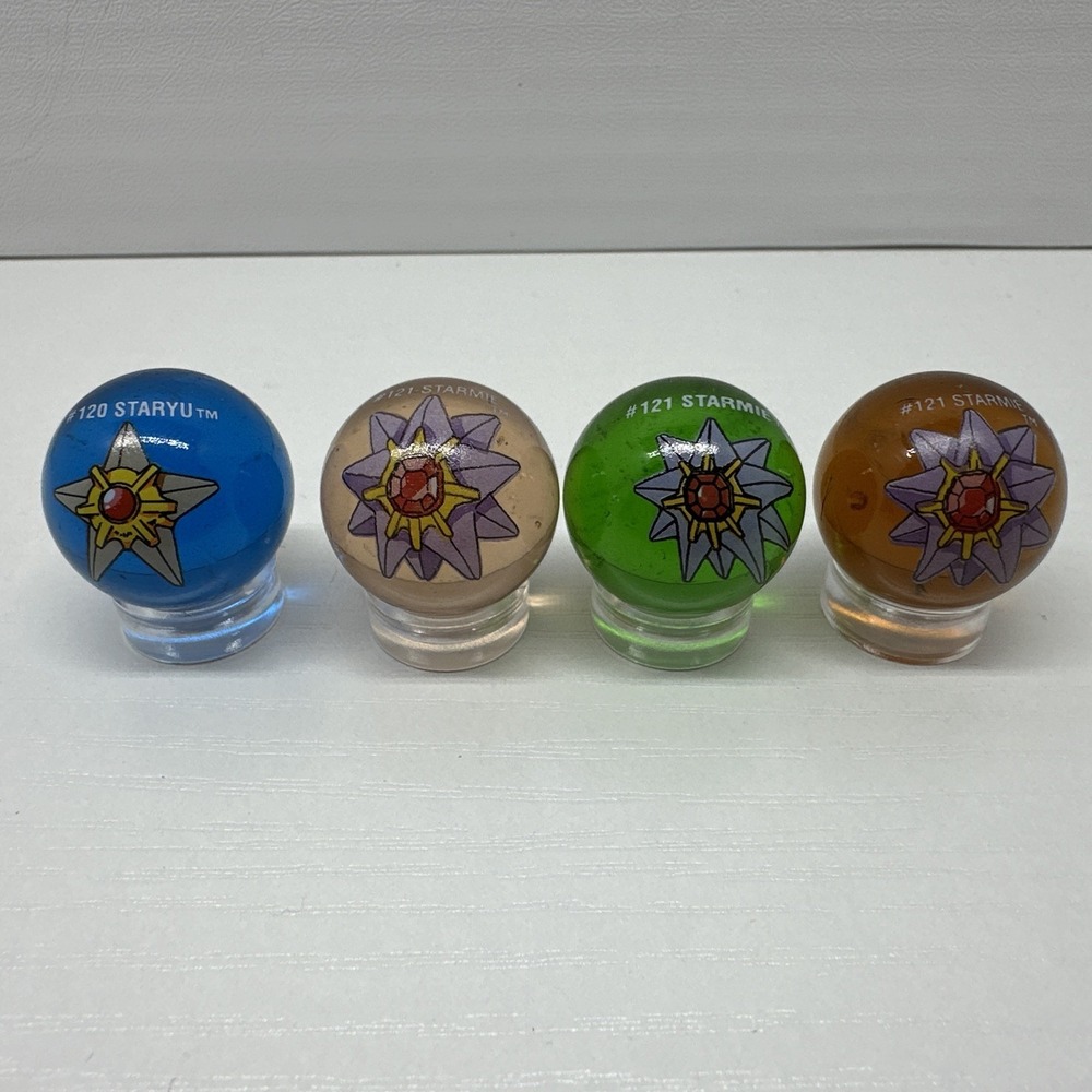 Vintage ToyBiz Pokémon Marbles #120 Staryu #121 Starmie (x3)